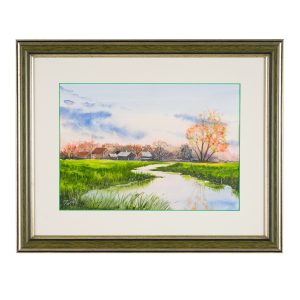 Река и село картина